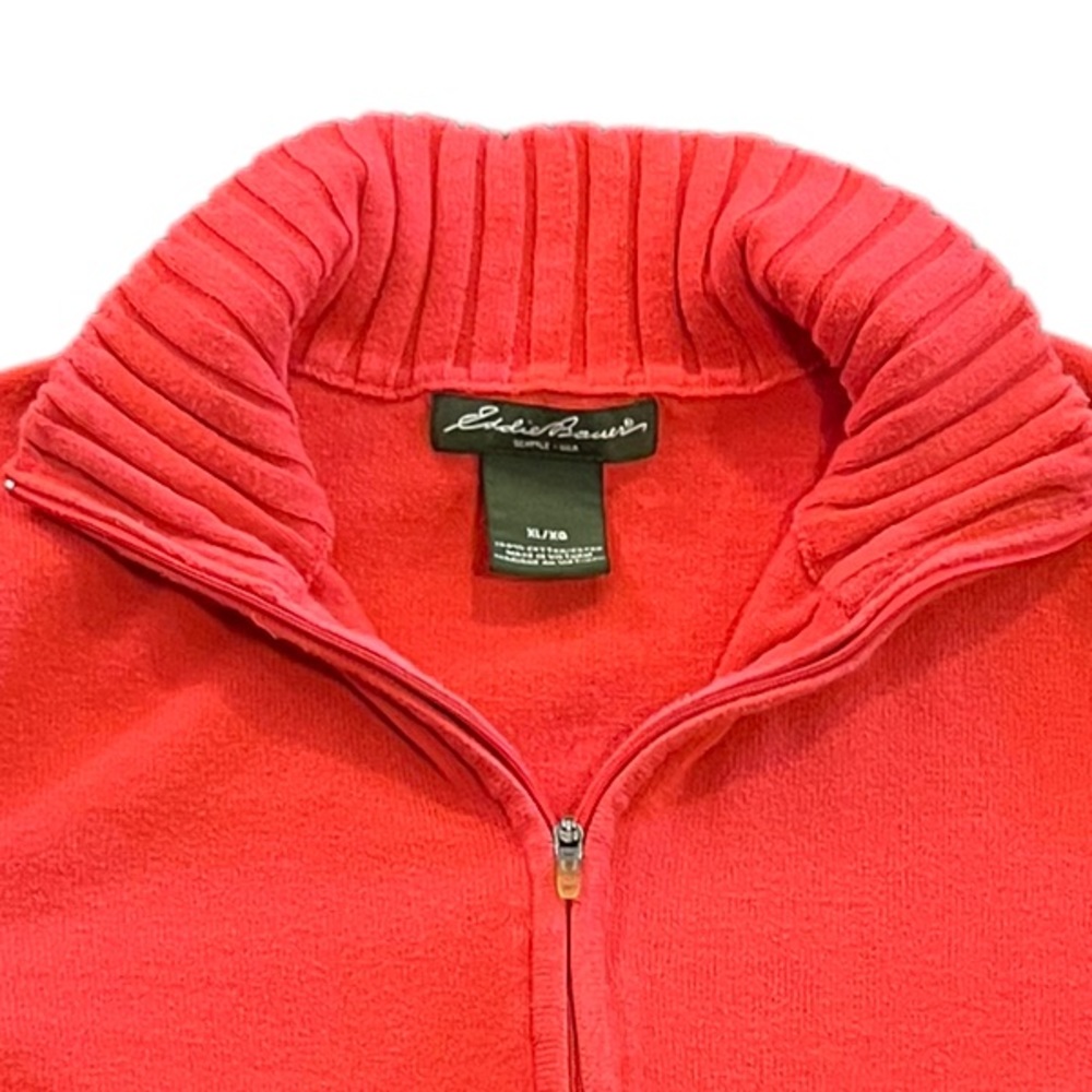 Eddie Bauer Pink Cotton Quarter Zip Pullover | Women’s XL - Picture 2 of 6